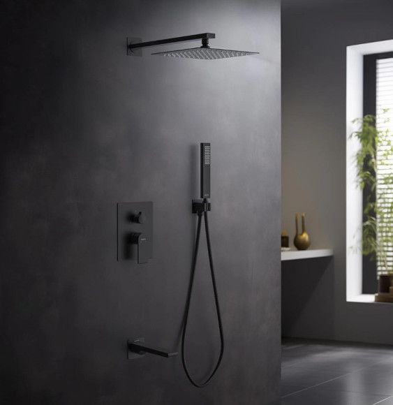 Душевая система Aquatek Лира AQ1473MB Черная матовая