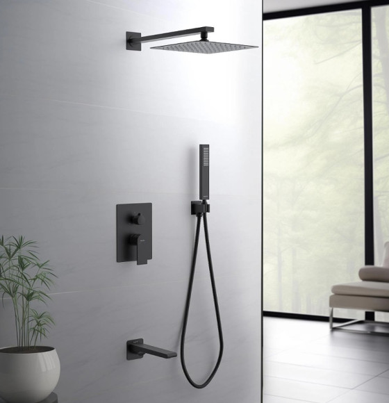 Душевая система Aquatek Лира AQ1473MB Черная матовая