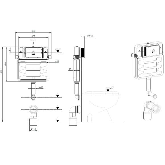 Смывной бачок Allen Brau Pneumatic 9.11104.20 для унитаза без клавиши смыва