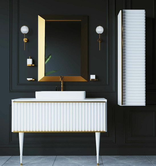 Тумба под раковину Boheme Armadi Art Vallessi Avantgarde Canale 100 843-100-WG подвесная Белая Золото