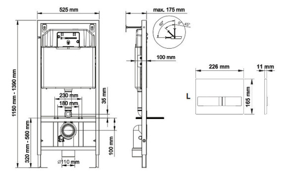 Инсталляция Berges Novum 040213 для унитаза с клавишей смыва Хром