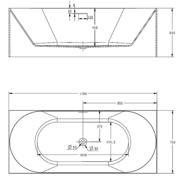 Акриловая ванна Abber AB9281 170х75 без гидромассажа Акриловая ванна Abber AB9281 170х75 без гидромассажа