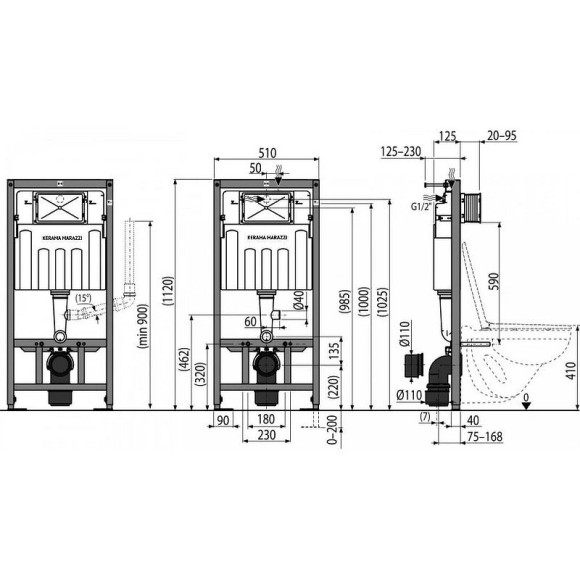Инсталляция Kerama Marazzi INST.A.WC для унитаза без клавиши смыва