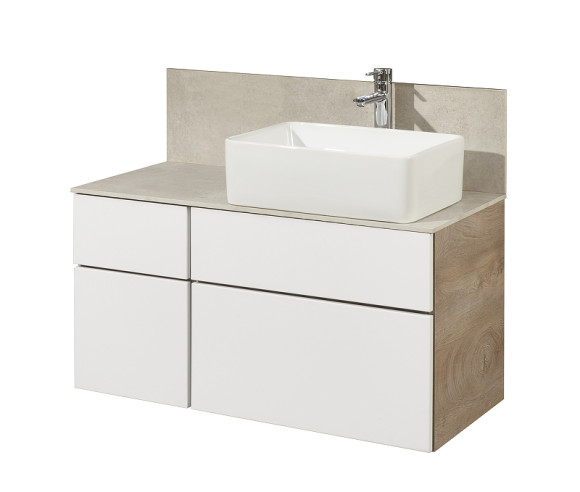 Тумба под раковину Aquaton Мишель 100 1A244101MIX40 подвесная Дуб эндгрейн Белая