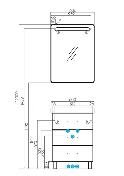 Тумба под раковину Aquaton Америна 56 М 1A168901AM010 Белая