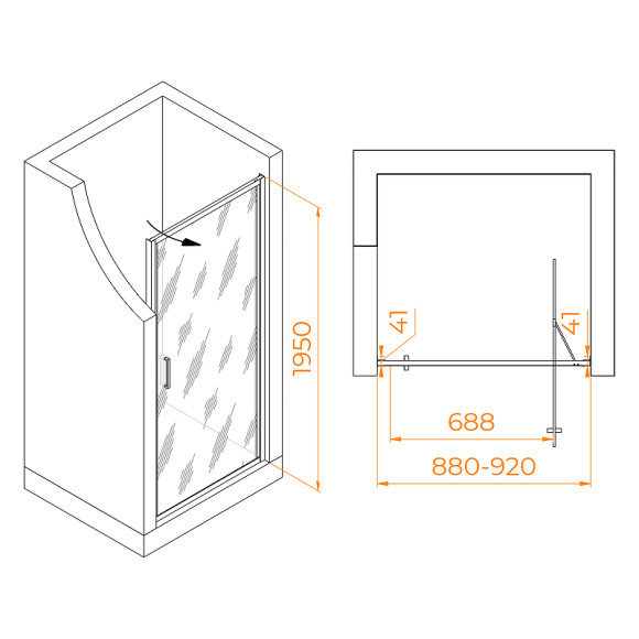 Душевая дверь RGW Stilvoll SV-05B 90 70320509-194 профиль Черный стекло Black Smart Line