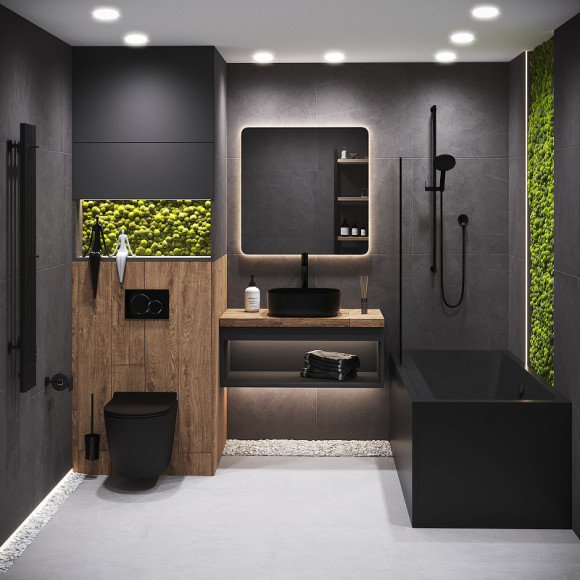 Акриловая ванна Corpa Nera Bellini 180x80 CN05032BLM Черная матовая без гидромассажа