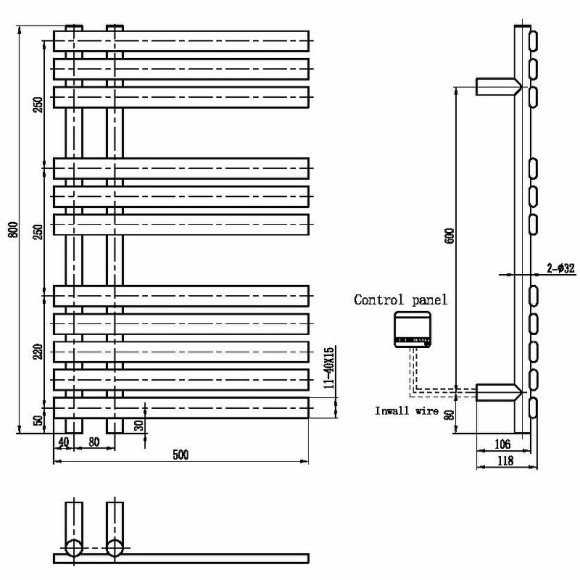 Электрический полотенцесушитель Boheme Venturo 723-GM Оружейная сталь Электрический полотенцесушитель Boheme Venturo 723-GM Оружейная сталь