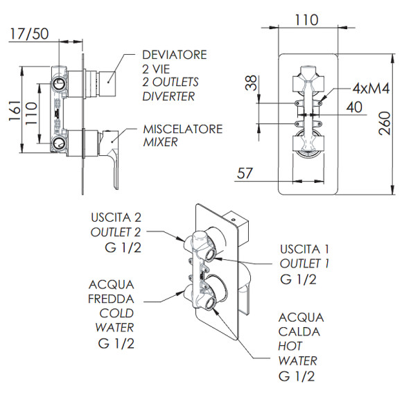 Смеситель для душа Remer Energy EY92 Хром Смеситель для душа Remer Energy EY92 Хром