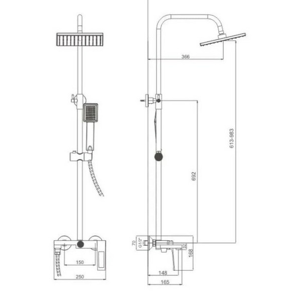 Душевая система Haiba HB24817-7 Черная матовая