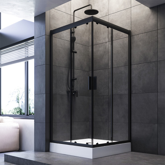 Душевой уголок AM.PM Gem 90х90 W90G-403-090BT профиль Черный матовый стекло прозрачное Душевой уголок AM.PM Gem 90х90 W90G-403-090BT профиль Черный матовый стекло прозрачное