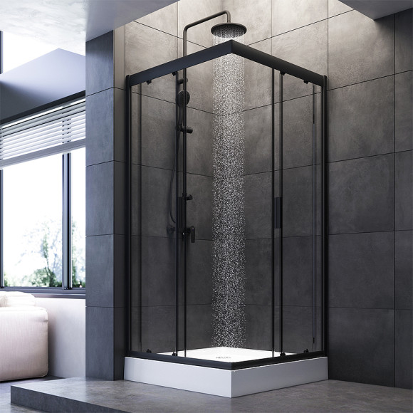 Душевой уголок AM.PM Gem 90х90 W90G-403-090BT профиль Черный матовый стекло прозрачное Душевой уголок AM.PM Gem 90х90 W90G-403-090BT профиль Черный матовый стекло прозрачное