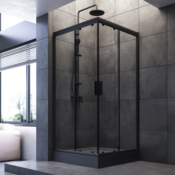 Душевой уголок AM.PM Gem 90х90 W90G-403-090BT профиль Черный матовый стекло прозрачное Душевой уголок AM.PM Gem 90х90 W90G-403-090BT профиль Черный матовый стекло прозрачное