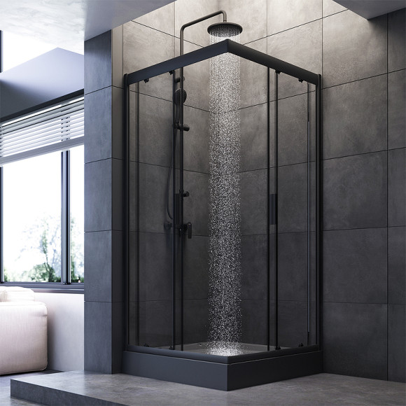 Душевой уголок AM.PM Gem 90х90 W90G-403-090BT профиль Черный матовый стекло прозрачное Душевой уголок AM.PM Gem 90х90 W90G-403-090BT профиль Черный матовый стекло прозрачное