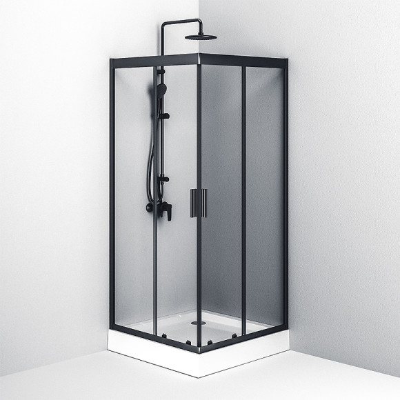 Душевой уголок AM.PM Gem 90х90 W90G-403-090BT профиль Черный матовый стекло прозрачное Душевой уголок AM.PM Gem 90х90 W90G-403-090BT профиль Черный матовый стекло прозрачное