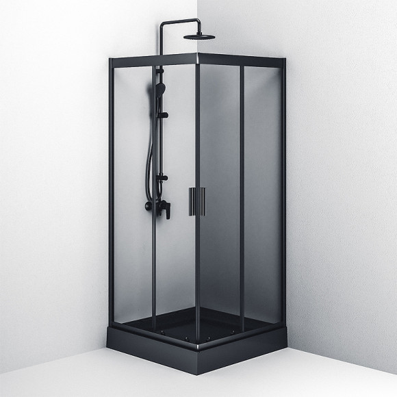 Душевой уголок AM.PM Gem 90х90 W90G-403-090BT профиль Черный матовый стекло прозрачное Душевой уголок AM.PM Gem 90х90 W90G-403-090BT профиль Черный матовый стекло прозрачное