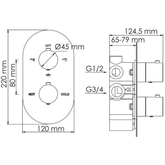 Смеситель для душа WasserKRAFT Elbе 7444 с термостатом Черный матовый