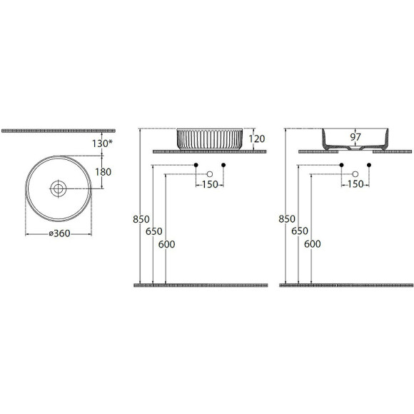 Раковина-чаша Allen Brau Fantasy Line 36 4.11032.AN Антрацит Раковина-чаша Allen Brau Fantasy Line 36 4.11032.AN Антрацит