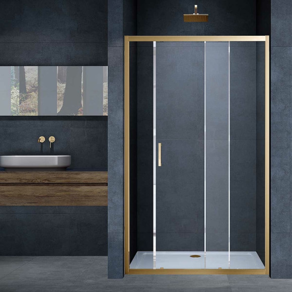 Душевая дверь Vincea Alpha 110 VDS-3AL110CLG профиль Брашированное золото стекло прозрачное