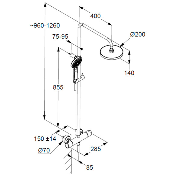 Душевая система Kludi Dive Dual Shower System 6907905-00 с термостатом Хром Душевая система Kludi Dive Dual Shower System 6907905-00 с термостатом Хром