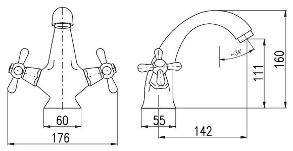Смеситель для раковины Rav Slezak Morava retro MK528.5SM Бронза