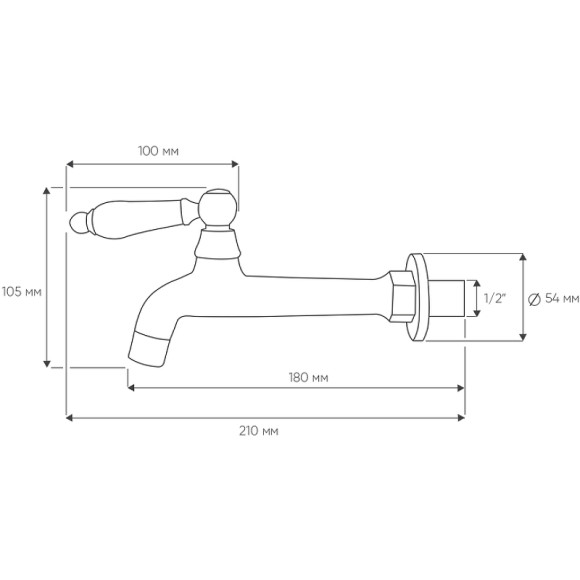 Кран для одного типа воды Bronze de Luxe 13262/1 Черный матовый Кран для одного типа воды Bronze de Luxe 13262/1 Черный матовый