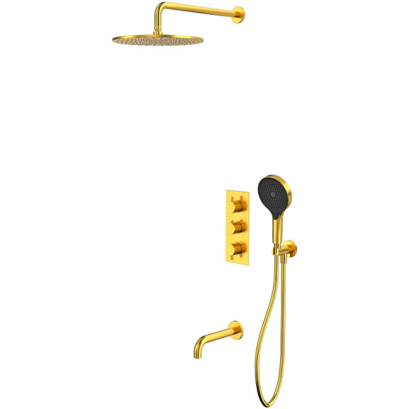 Душевая система Whitecross Y brushed gold YSET11TOPGLB с термостатом Брашированное золото