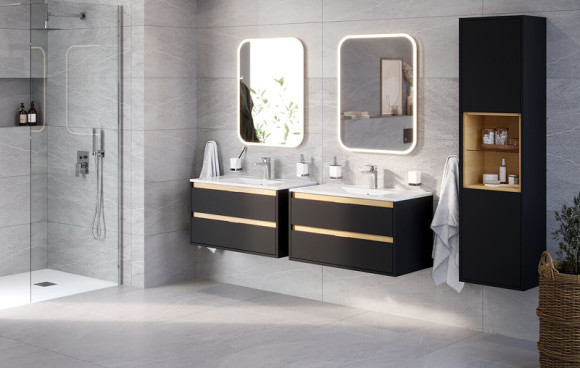 Тумба под раковину Excellent Tuto 60 MLEX.0103.600.BKBL подвесная Черный матовый Дуб