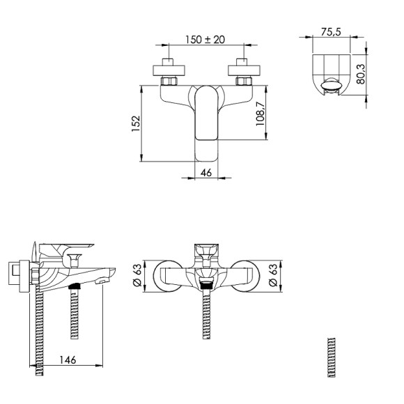 Смеситель для ванны Remer Infinity I02BO Белый матовый Смеситель для ванны Remer Infinity I02BO Белый матовый