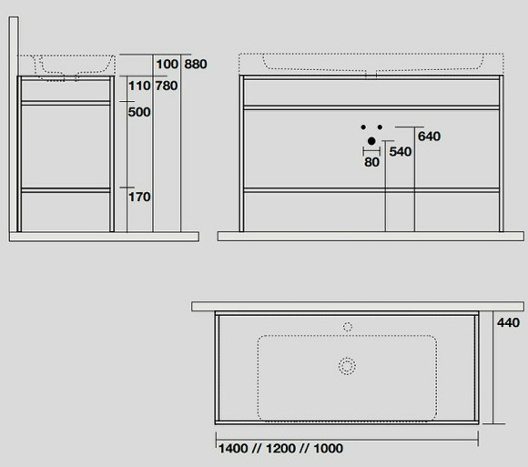 Консоль под раковину Kerasan Cento 100 924431 Черная матовая