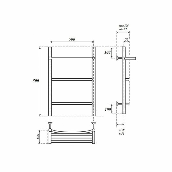 Электрический полотенцесушитель Point Афина PN04155PE П2 500x500 с полкой левый/правый Хром Электрический полотенцесушитель Point Афина PN04155PE П2 500x500 с полкой левый/правый Хром