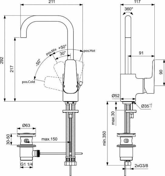 Смеситель для раковины Ideal Standard Ceraplan III B0706AA Хром