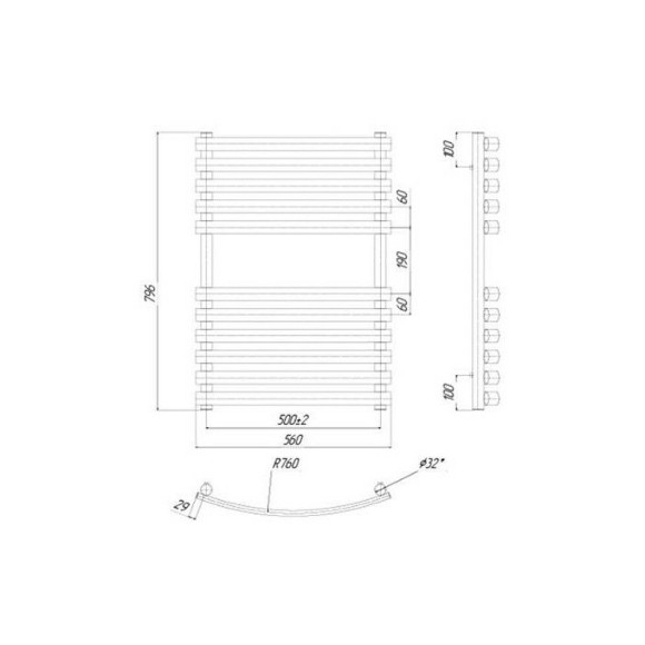 Водяной полотенцесушитель Ravak Elegance 50х80 X04000083675 Хром