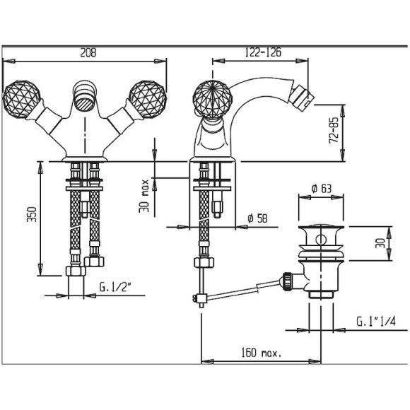 Смеситель для биде Cezares Atlantis ATLANTIS-BS1-02-Sw/M Бронза Смеситель для биде Cezares Atlantis ATLANTIS-BS1-02-Sw/M Бронза