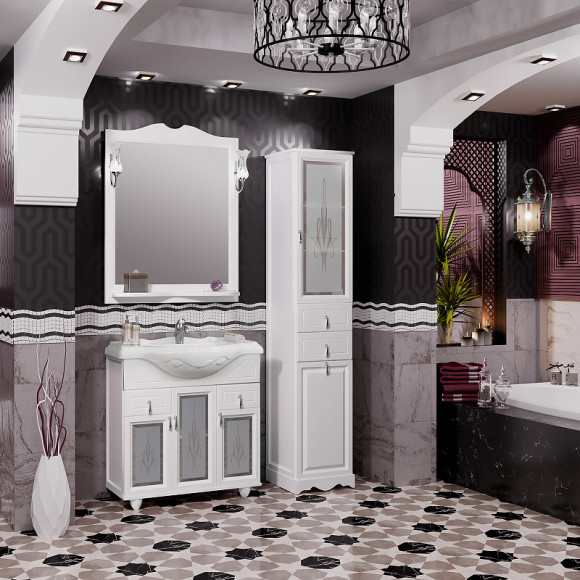 Тумба под раковину Opadiris Тибет 85 00-00002850 со стеклом Белая матовая