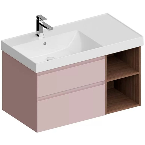 Тумба под раковину Kerama Marazzi Cubo 90 L CUB.90.2Lh\MAL.N подвесная Мальва матовый Структурированный орех