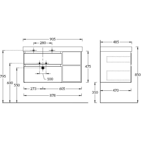 Тумба под раковину Kerama Marazzi Cubo 90 L CUB.90.2Lh\MAL.N подвесная Мальва матовый Структурированный орех Тумба под раковину Kerama Marazzi Cubo 90 L CUB.90.2Lh\MAL.N подвесная Мальва матовый Структурированный орех