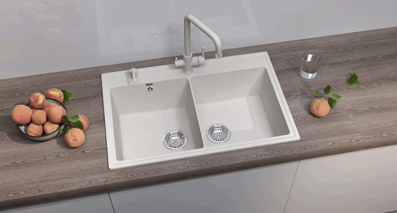 Кухонная мойка Ulgran Quartz Ruma 780-01 Жасмин Кухонная мойка Ulgran Quartz Ruma 780-01 Жасмин