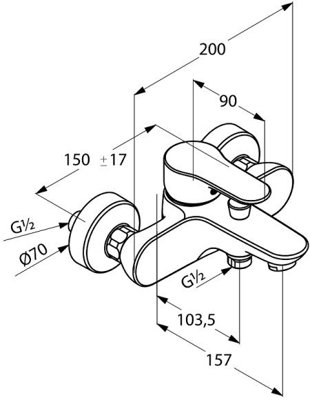 Смеситель для ванны Kludi Objekta 326530575 Хром Смеситель для ванны Kludi Objekta 326530575 Хром