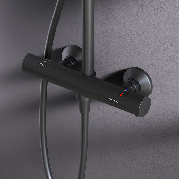 Душевая система AM.PM Like F0780422 с термостатом Черная матовая