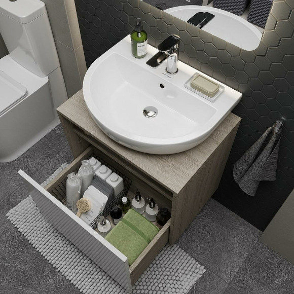 Тумба под раковину Kerama Marazzi Pro 60 PRO.60.1\WHT подвесная Белая глянцевая Дуб Орегон Тумба под раковину Kerama Marazzi Pro 60 PRO.60.1\WHT подвесная Белая глянцевая Дуб Орегон