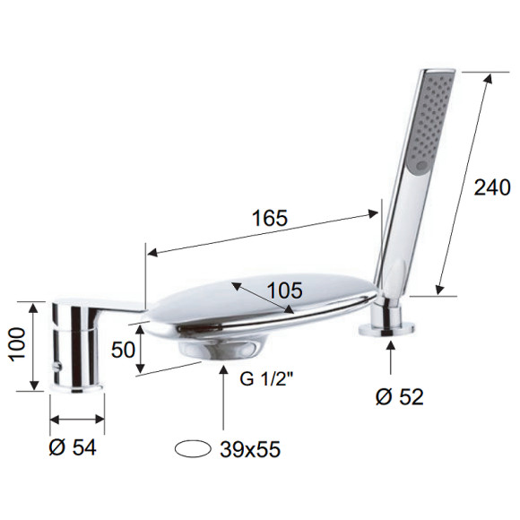 Смеситель на борт ванны Remer Infinity I07UFBO Белый матовый