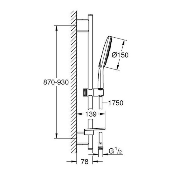 Душевой гарнитур Grohe Rainshower SmartActive 26594LS0 Белая луна Хром