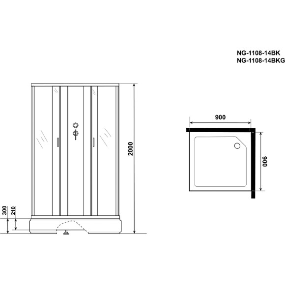 Душевая кабина Niagara Classic 90x90 NG-1108-14BK без гидромассажа Душевая кабина Niagara Classic 90x90 NG-1108-14BK без гидромассажа