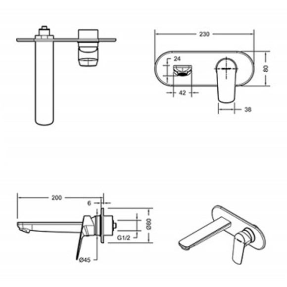 Смеситель для раковины Bravat Rhein P8429564CP-ENG Хром Смеситель для раковины Bravat Rhein P8429564CP-ENG Хром