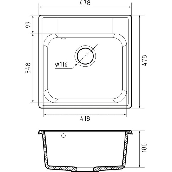 Кухонная мойка GranFest Quarz GF-Z48 Темно-серая Кухонная мойка GranFest Quarz GF-Z48 Темно-серая