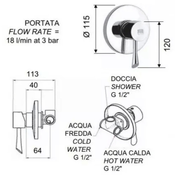 Смеситель для душа Remer Jazz J30 Хром Смеситель для душа Remer Jazz J30 Хром