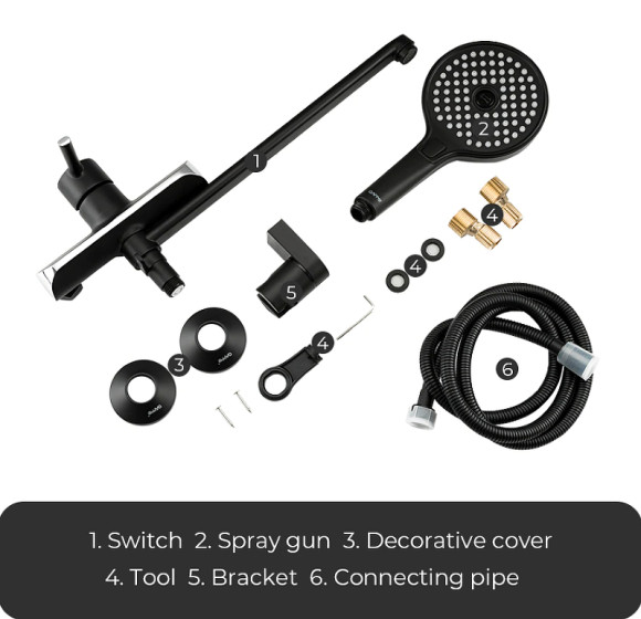 Смеситель для ванны Gappo G03-6 G2203-6 универсальный Черный матовый Хром