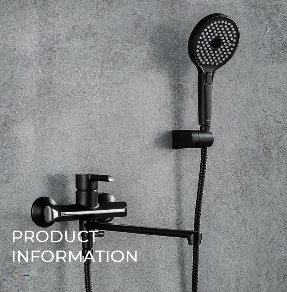 Смеситель для ванны Gappo G03-6 G2203-6 универсальный Черный матовый Хром