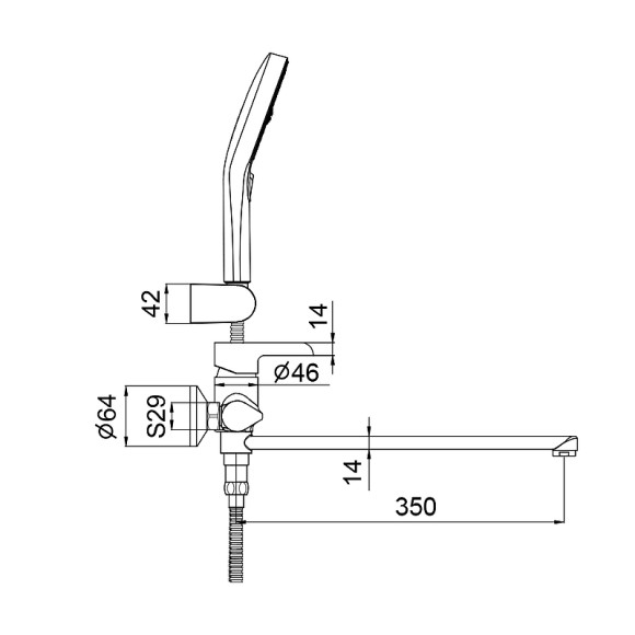 Смеситель для ванны Gappo G03-6 G2203-6 универсальный Черный матовый Хром